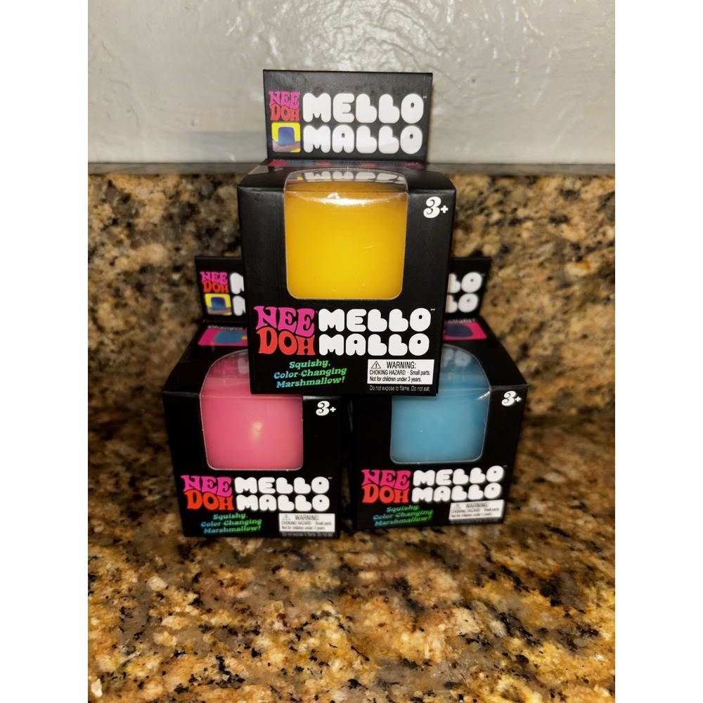 NeeDoh Mello Mallo Color Change Set Of 3 Blue/Pink/Yellow Mellow Mallow Nee Doh